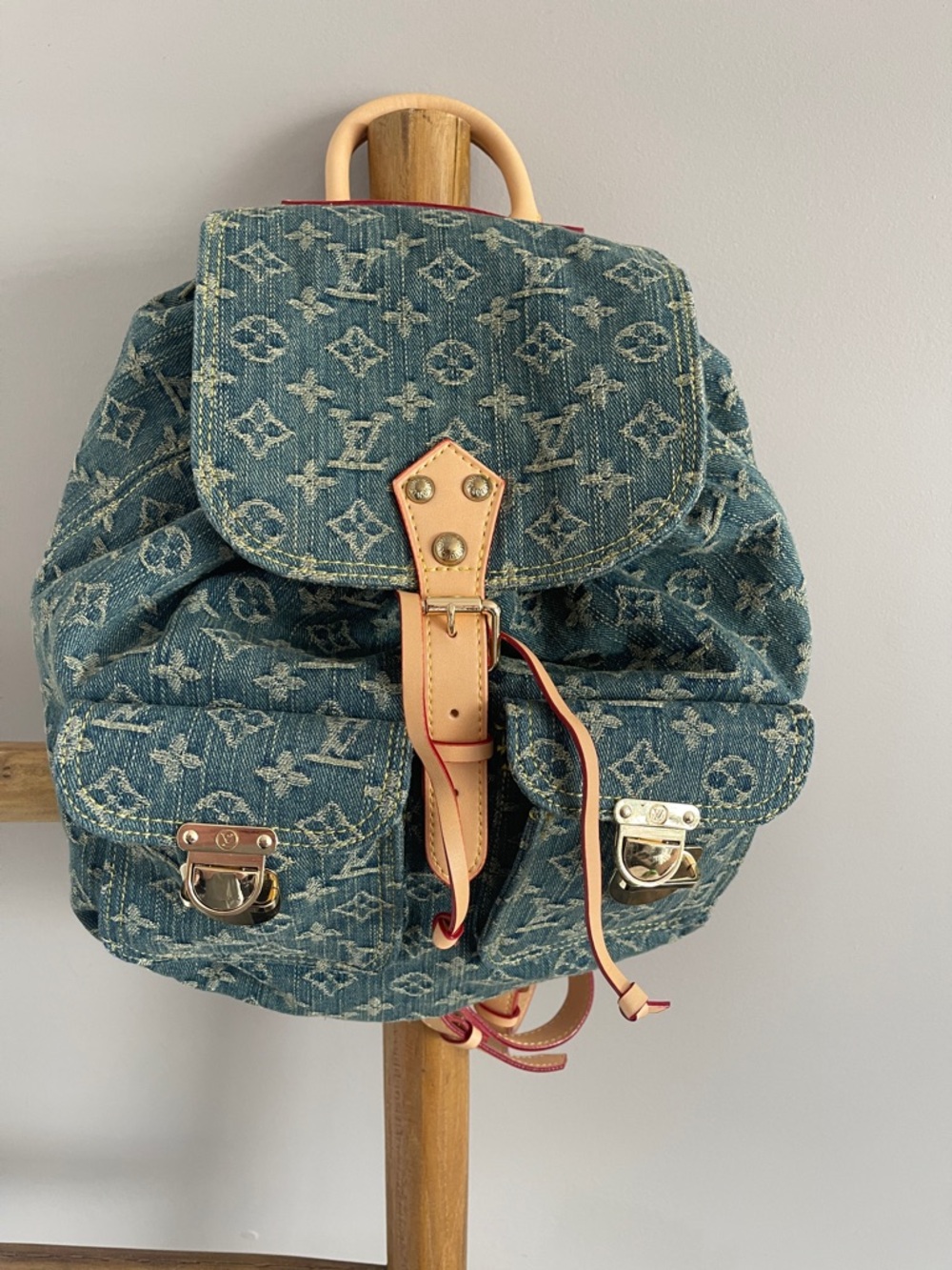 Blue Denim Monogram Backpack with Tan Trim. Feel free to make me an offer
